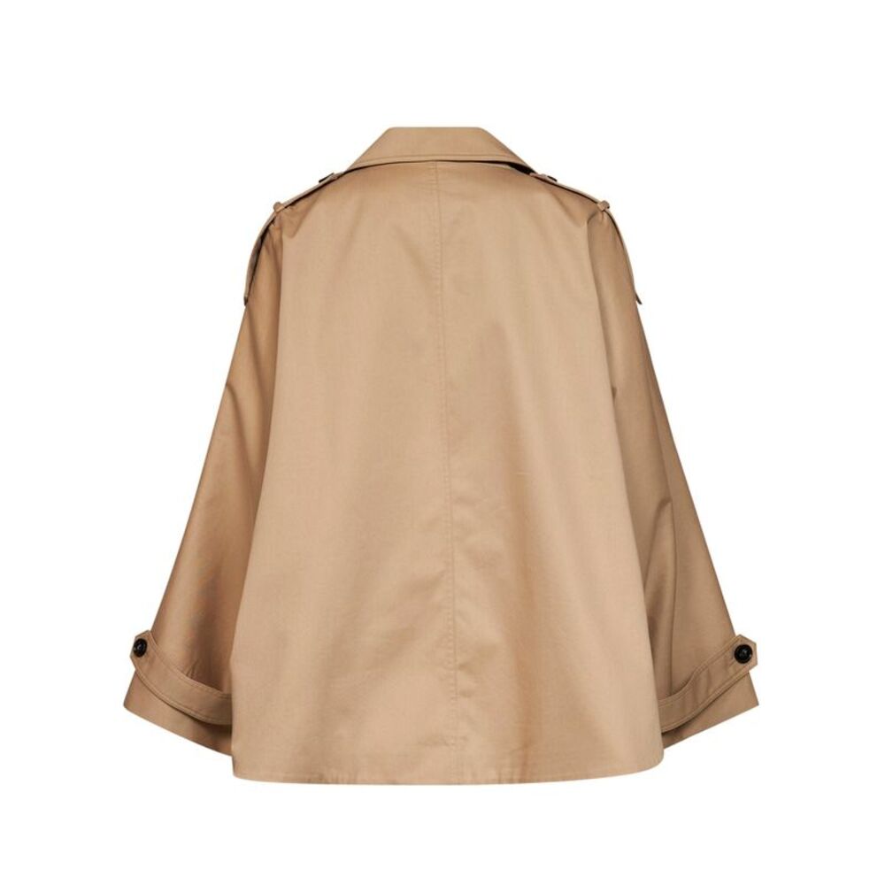 Co Women Camel Cotton Twill Dolman Cropped Trench Coat - Picture 2 of 3